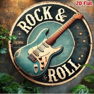 Vintage Rock & Roll Wall Art - Blue and Brown